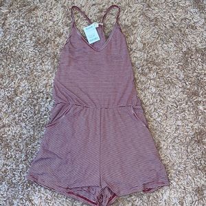 Red and white striped romper